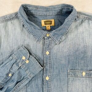 Foundry Supply Co Denim Shirt Long Sleeve Button Up Blue 4XL Mens